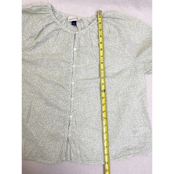 Universal Thread Green Floral Puff Short Sleeve Button Front cotton blouse M - Picture 5 of 6